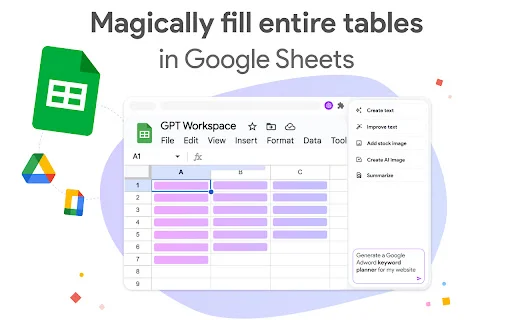GPT Workspace ডাউনলোড করুন – Google Sheets ও Docs-এ AI ব্যবহার করুন - Screenshot 2