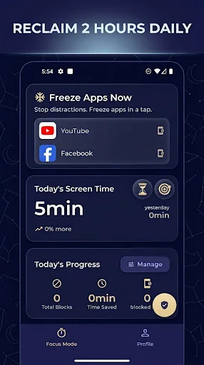 Freeze – App Lock & Blocker ডাউনলোড করুন – অ্যাপ লক ও ফোকাস বাড়ান - Screenshot 1