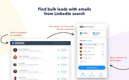 Email Finder – GetProspect ডাউনলোড করুন: LinkedIn থেকে ইমেইল খুঁজুন - Screenshot 1