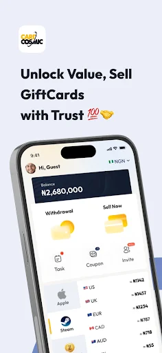 CardCosmic লেটেস্ট ভার্সন ডাউনলোড করুন – গিফট কার্ড বিক্রির সেরা অ্যাপ - Screenshot 1