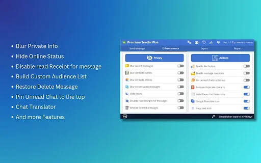 Premium Sender Plus ডাউনলোড করুন – সেরা মেসেজিং এক্সটেনশন - Screenshot 2