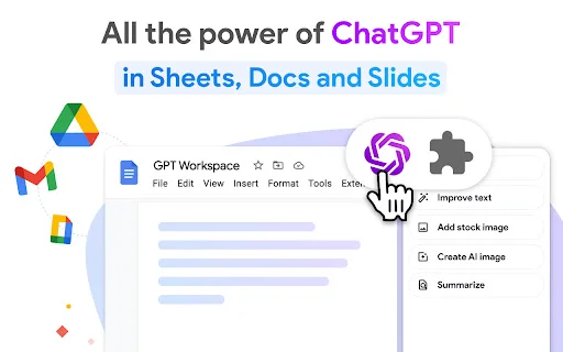 GPT Workspace ডাউনলোড করুন – Google Sheets ও Docs-এ AI ব্যবহার করুন - Screenshot 1