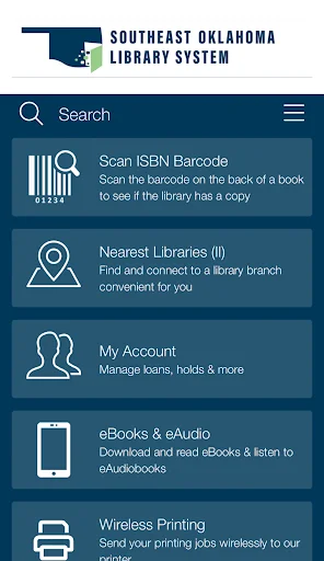 SE Oklahoma Library System ডাউনলোড করুন – সেরা লাইব্রেরি অ্যাপ - Screenshot 1