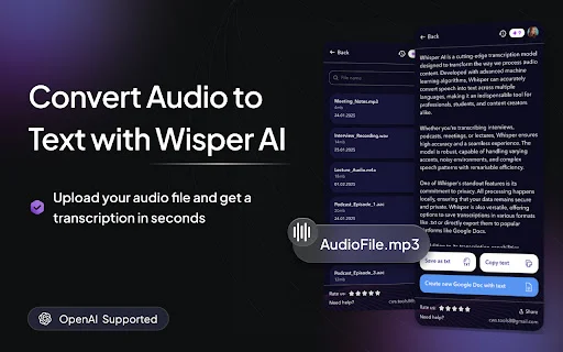 Whisper AI ডাউনলোড করুন – সেরা অডিও টু টেক্সট কনভার্টার - Screenshot 1