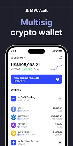 MPCVault – Multisig Wallet ডাউনলোড করুন – নিরাপদ ক্রিপ্টো ব্যবস্থাপনা - Screenshot 1