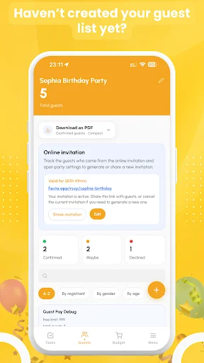 Fiesta: Party Invitation Plan ডাউনলোড করুন – সেরা আমন্ত্রণ অ্যাপ - Screenshot 1
