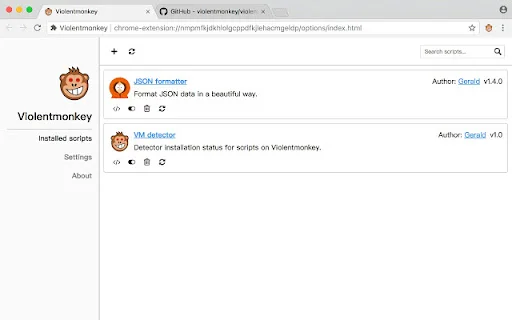Violentmonkey BETA ডাউনলোড করুন – সেরা ইউজারস্ক্রিপ্ট ম্যানেজার - Screenshot 1