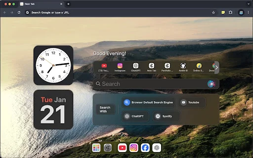 Mac New Tab ডাউনলোড করুন – macOS স্টাইলের সুন্দর ব্রাউজার ট্যাব - Screenshot 1