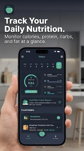 Dietor – AI Calorie Counter ডাউনলোড করুন – সেরা ডায়েট ট্র্যাকার - Screenshot 1