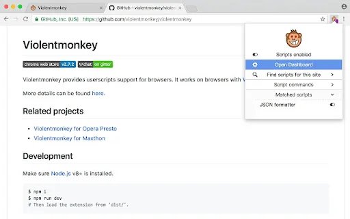 Violentmonkey BETA ডাউনলোড করুন – সেরা ইউজারস্ক্রিপ্ট ম্যানেজার - Screenshot 2